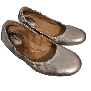 CLARK'S Artisan Rena Hop Women's Metallic Gold Leather Slip On Ballet Flats 6